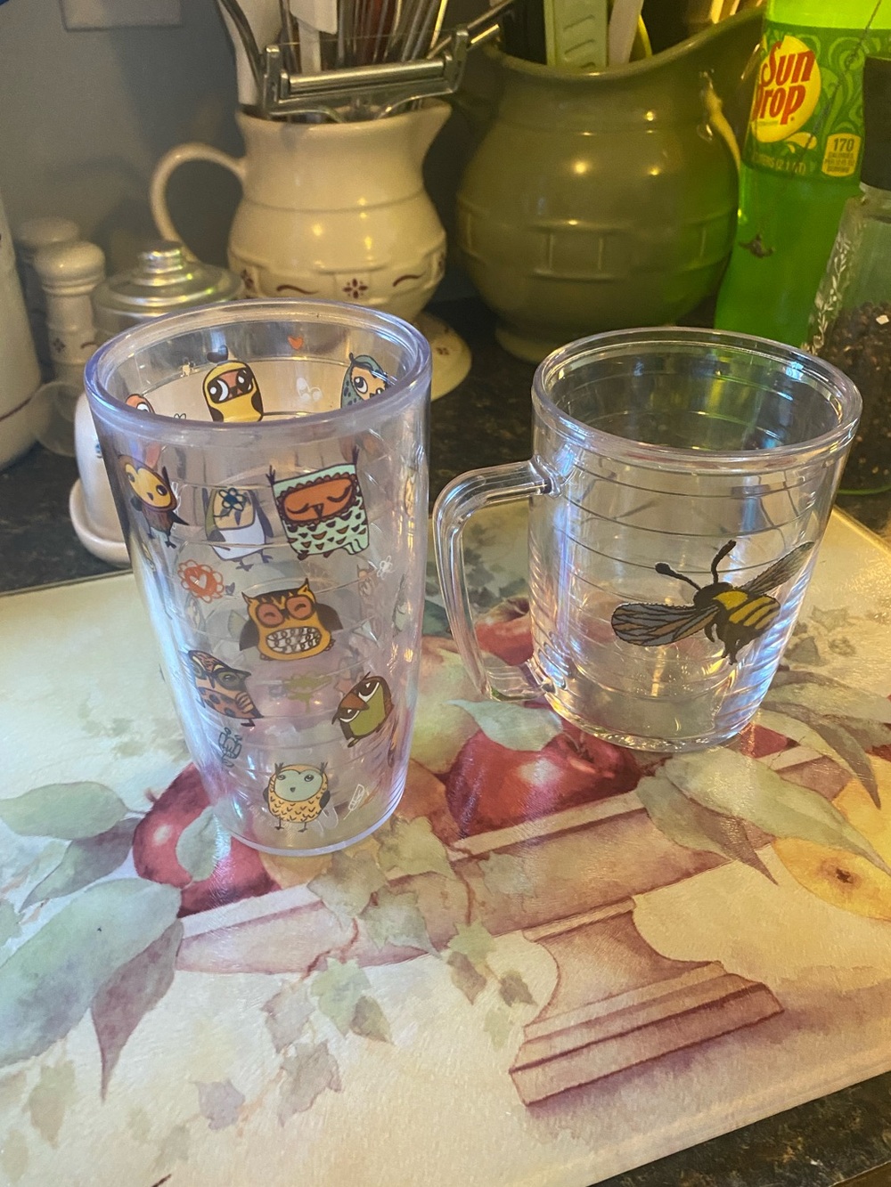 Tervis bumblebee mug tumbler and Tervis owl tumbler cup no lids